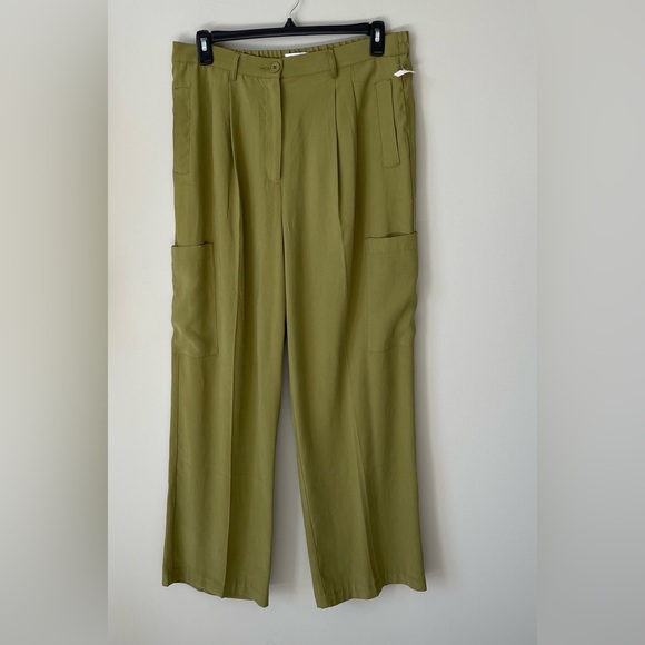 Steve Madden Green Wide-Leg Cargo Pockets Pleated High Waist Pants NWT Size XL - Picture 4 of 8